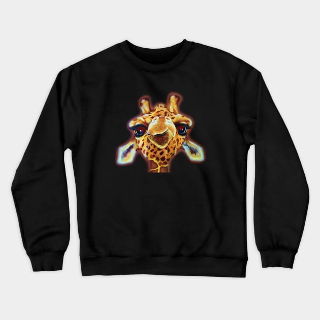 Funny Cute Inquisitive Giraffe Face Crewneck Sweatshirt by egcreations